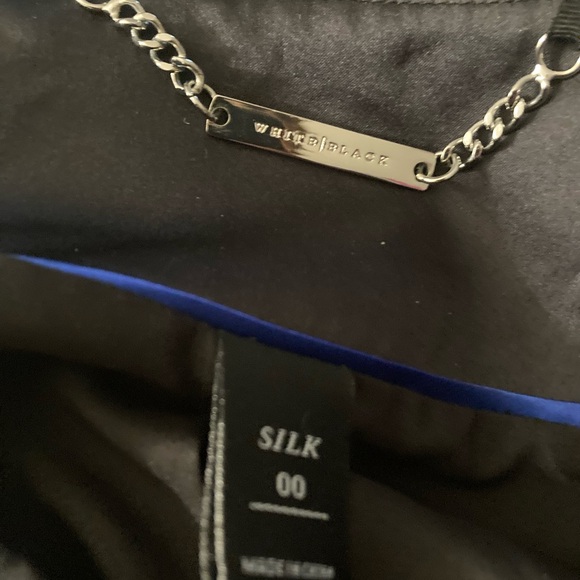 EC WH|BM Black and White 100% Silk Tailored Blazer - Size 00 - Picture 2 of 7